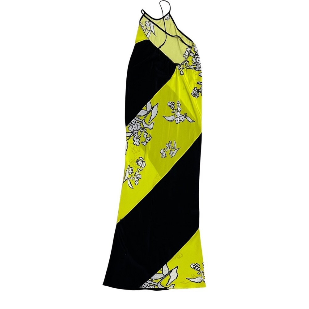 Naya Rea Silk Maxi Dress SZ ML Green Black White Date Night Luxury EUC - Picture 7 of 8